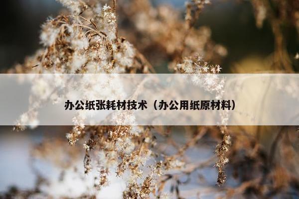 办公纸张耗材技术（办公用纸原材料）