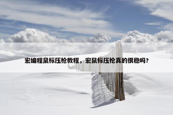 宏编程鼠标压枪教程，宏鼠标压枪真的很稳吗?