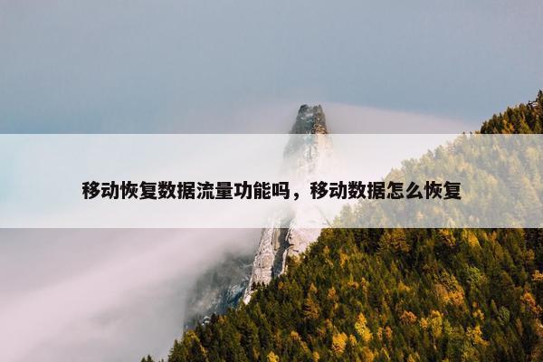 移动恢复数据流量功能吗，移动数据怎么恢复